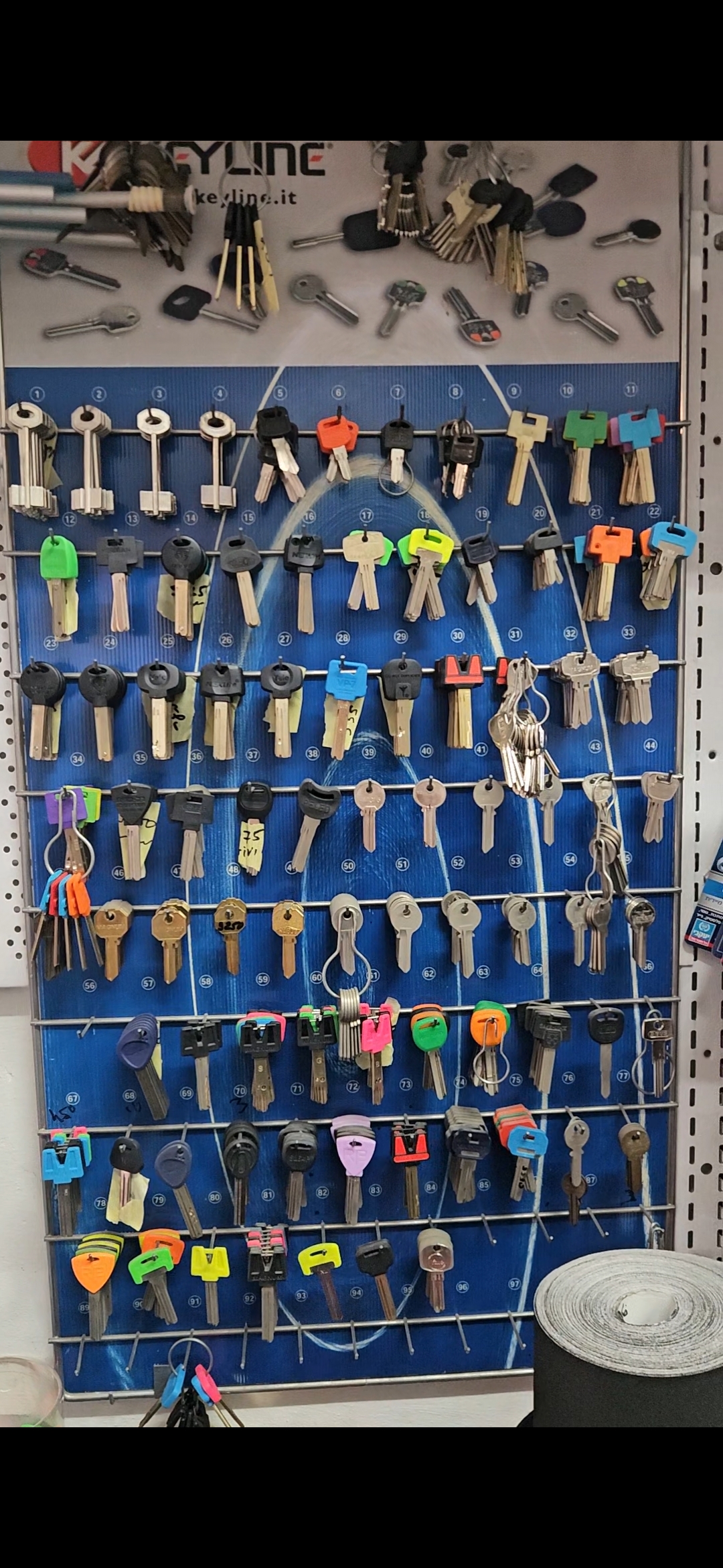 לוח ריקי KEYLINE — מעל 100 סוגי מפתחות לשכפול